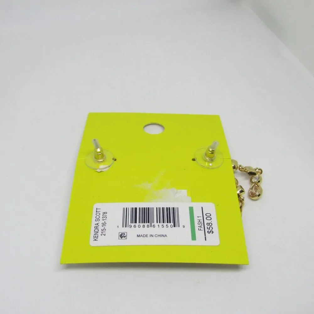 Kendra Scott Katarina Chandelier Earrings Gold Pastel Pink Crystal Statement